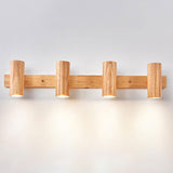 Modern Minimalist Wood Track Spotlight Wall Sconce - 1, 2, or 3 Light Heads