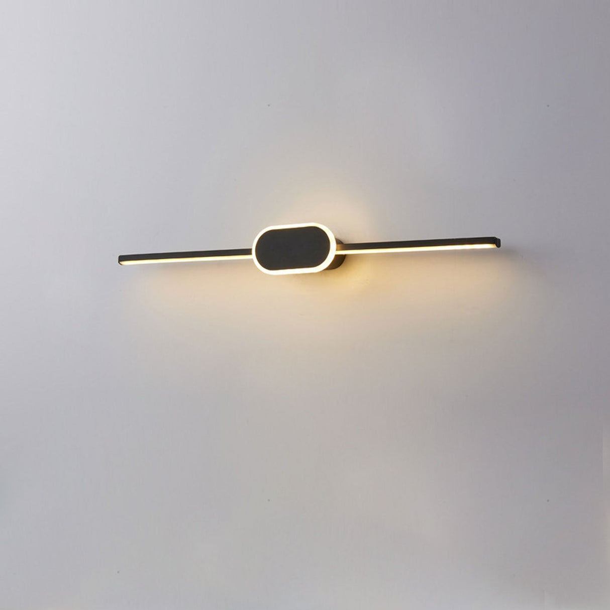 Sleek Modern Minimalist Long-Strip Oval-Base Vanity LED Wall Sconce Lamp
