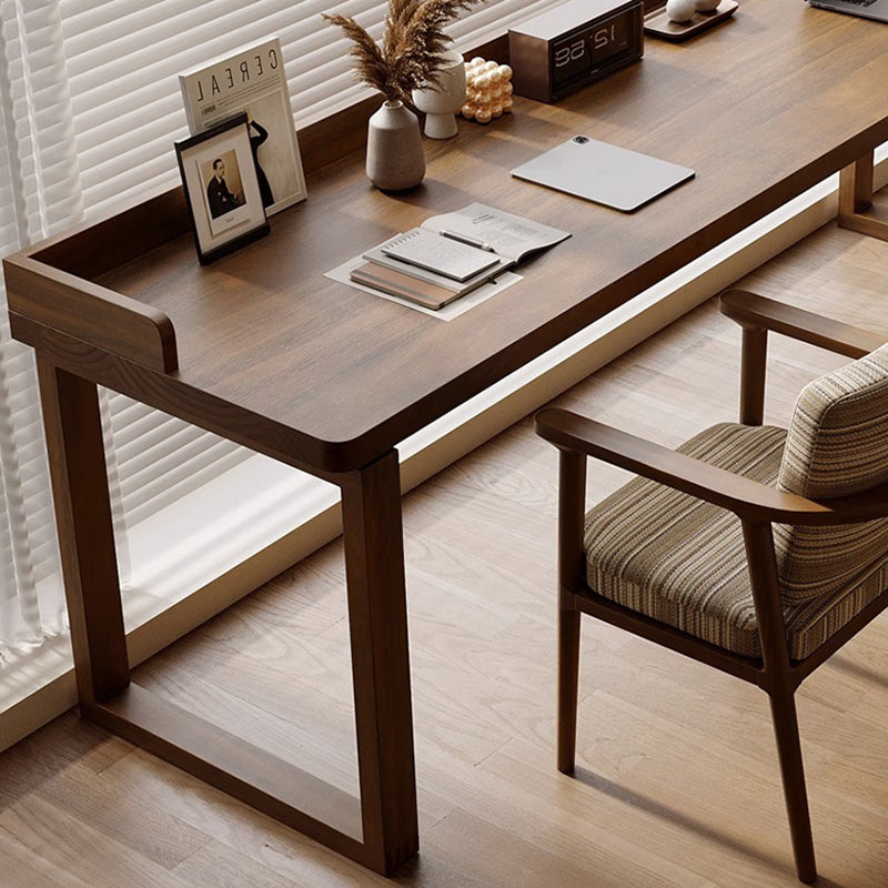 Traditional Rustic Rectangular Wood Desk with Two-Leg Frame for Home Office