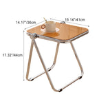 Sleek Contemporary Square End Table with Acrylic Metal Frame – Foldable for Living Room