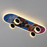 Creative Cartoon Skateboard LED Kids’ Flush Mount Ceiling Light – Acrylic Ceiling Fixture