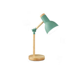 Nordic Contemporary Iron Table Lamp with Semi-Circular Shade and Wooden Base – 1-Light, Ideal for Study