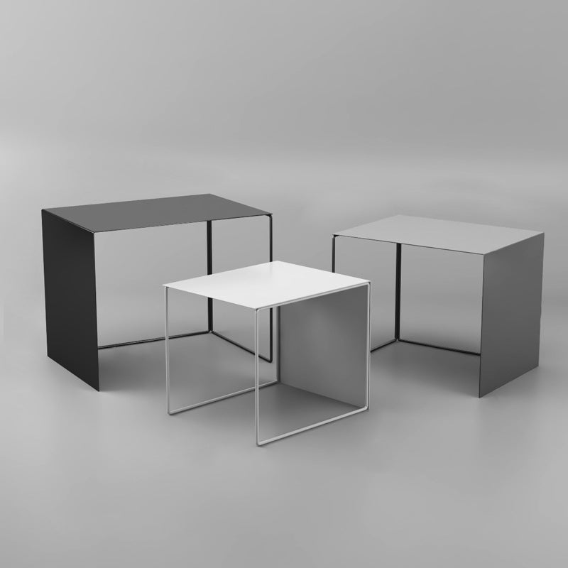 Sleek Modern Minimalist Square Iron Nesting Side Table for Living Room
