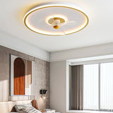 Sleek Modern Acrylic Round LED Flush-Mount Ceiling Fan with Integrated Light