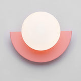 Modern Minimalist Glass Sphere Wall Sconce Lamp with Colorful Semicircle Design - 1-Light