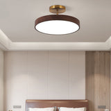 Elegant Japanese Wabi-Sabi Minimalist Wood-Grain Round LED Semi-Flush Mount Ceiling Light