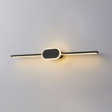 Sleek Modern Minimalist Long-Strip Oval-Base Vanity LED Wall Sconce Lamp