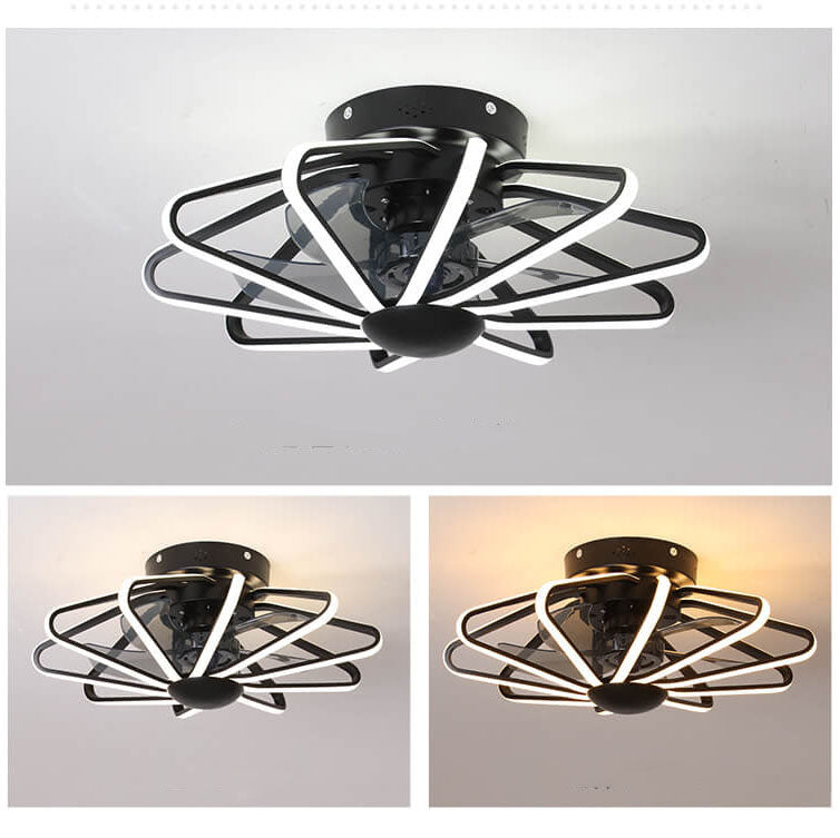Nordic Cage-Style LED Ceiling Fan Light, Semi-Flush Mount Fixture