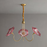 Elegant Modern Art Deco Gold-Finish Frame with Lotus Leaf Glass Shade, 3/6-Light Living Room Chandelier