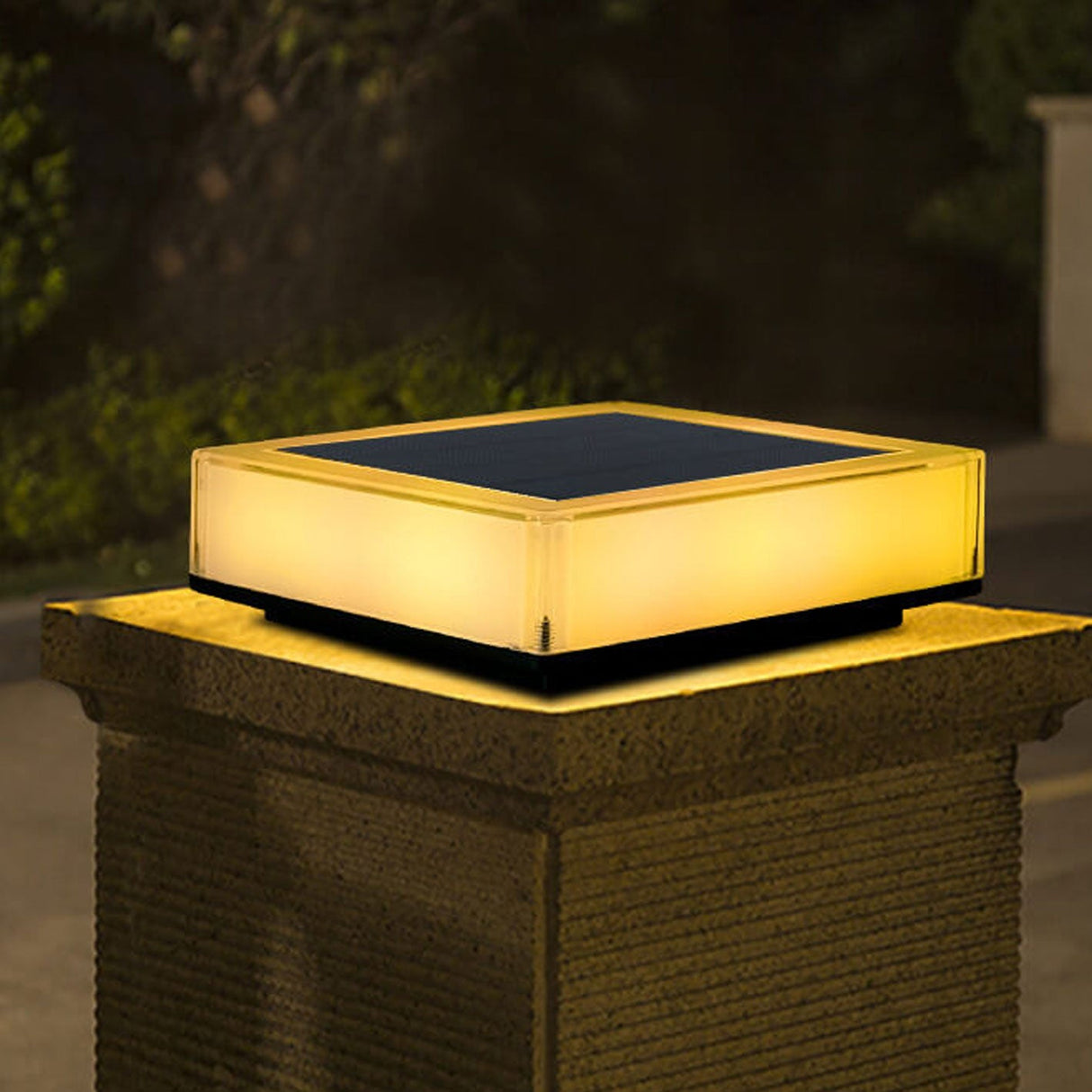 Modern Solar RGB Square Post Head Light for Outdoor Garden & Landscape Lighting