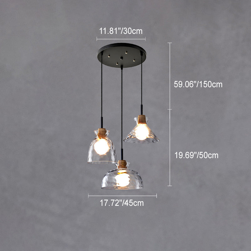 Nordic Clear Rippled Glass 1-Light Pendant Light with Shade