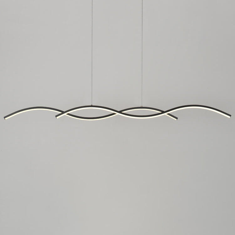 Nordic Minimalist Long-Strip Wave LED Island Light Chandelier – Sleek Modern Pendant Lighting