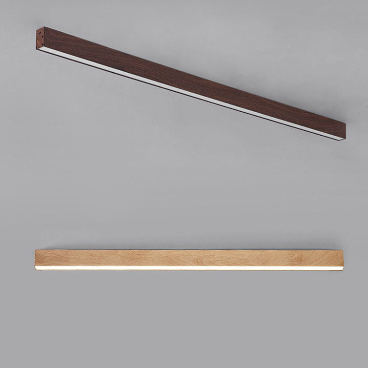 Sleek Modern Minimalist Wood-Grain Aluminum LED Flush-Mount Ceiling Light