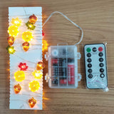 Modern Thanksgiving Maple, Acorn & Pumpkin Decor with 30 LED String Lights