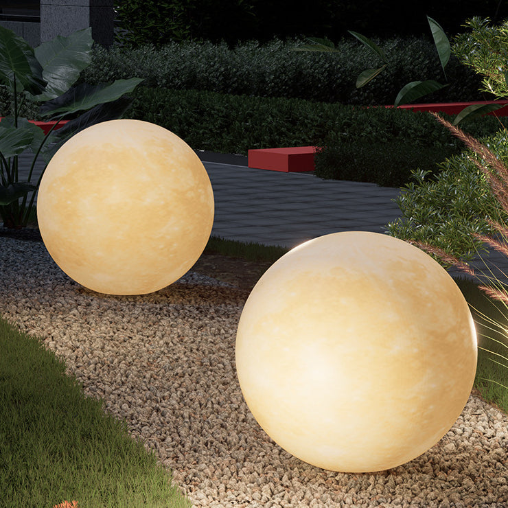 Nordic Contemporary Solar Moon LED Pendant Light – Waterproof Round PE Resin Outdoor Patio Lighting
