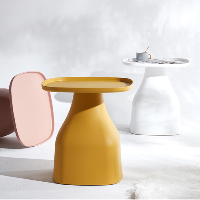 Modern Scandinavian Round Plastic Coffee Table with Sleek Column Base for Living Room