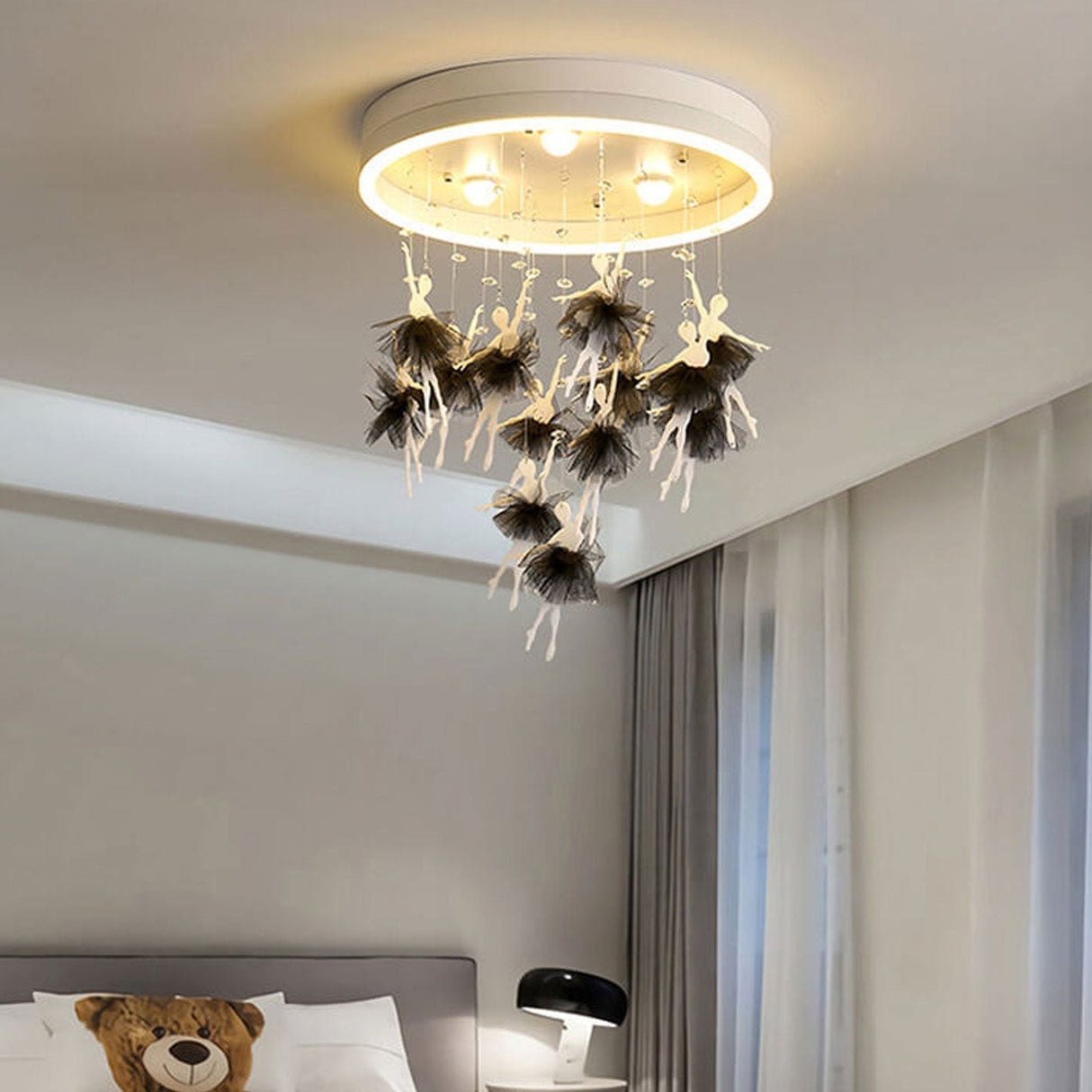 Modern Creative Cartoon Round Bird LED Flush Mount Ceiling Light - Hanging Pendant Style