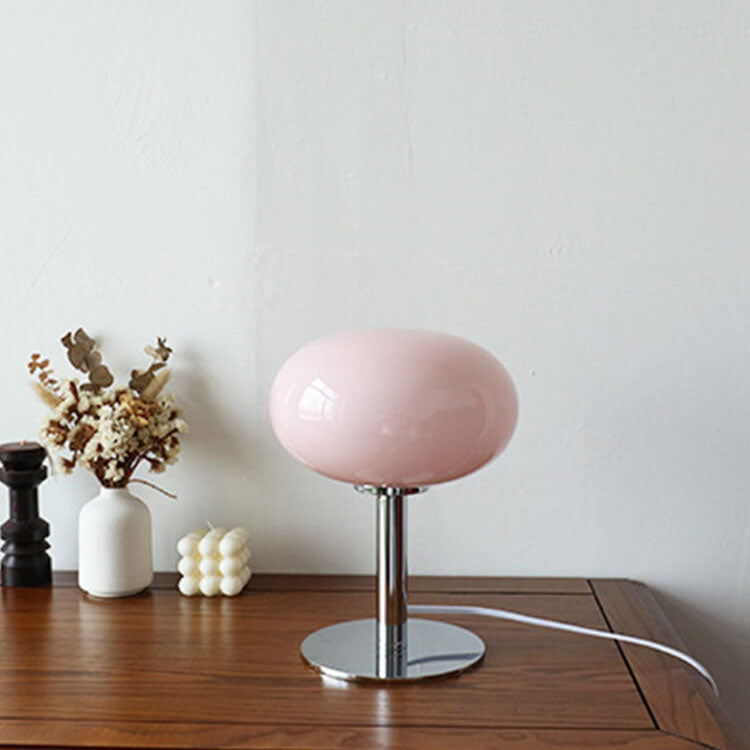 Elegant Nordic Vintage Cream Round Glass 1-Light Table Lamp