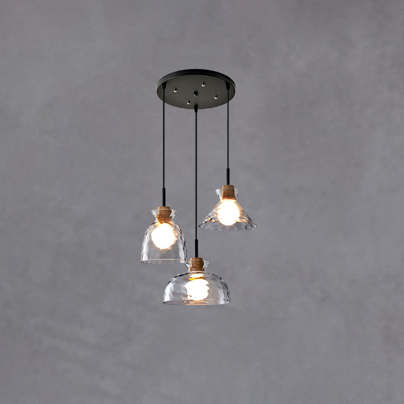Nordic Clear Rippled Glass 1-Light Pendant Light with Shade
