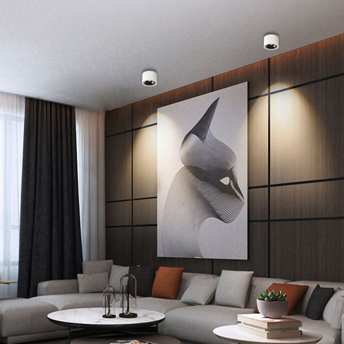 Sleek Modern Round LED Spotlight Flush Mount Ceiling Light, Adjustable