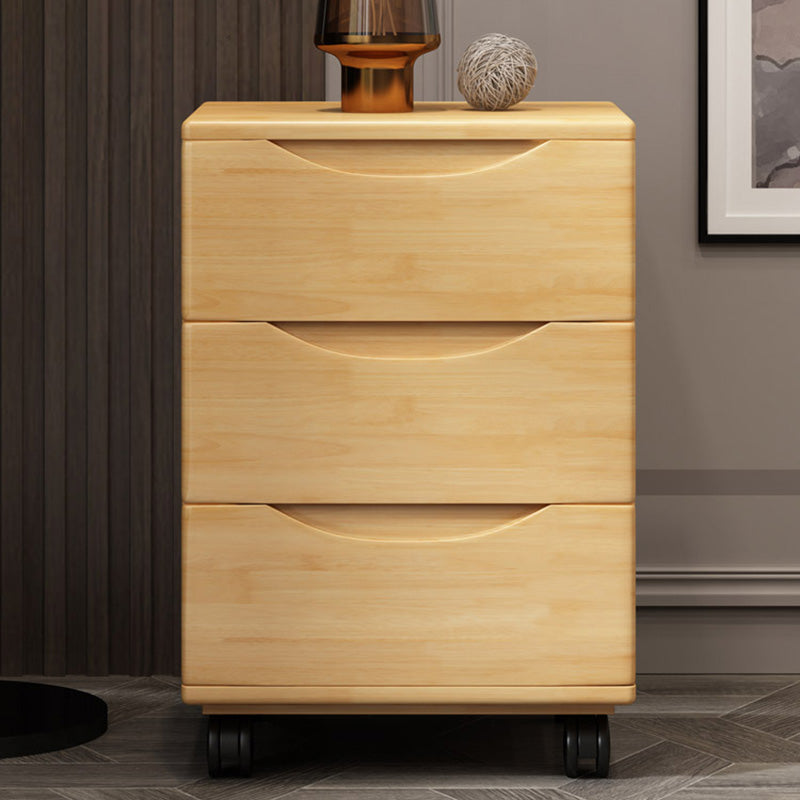 Traditional Japanese-Style Rectangular Nightstand with Rubber Wood & Metal – 2/3-Drawer Bedside Table