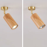 Nordic Minimalist Walnut Wood LED Track Spotlight — Linear Ceiling Light (1–4 Lights), Semi-Flush Mount