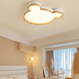 Nordic Wood Bear-Shaped LED Flush Mount Ceiling Light for Kids