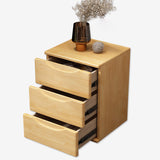 Traditional Japanese-Style Rectangular Nightstand with Rubber Wood & Metal – 2/3-Drawer Bedside Table