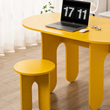 Sleek Modern Minimalist Oval Density-Plate Dining Table & Chair Set for Dining Room