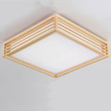 Nordic Solid Wood Square LED Tatami-Style Flush Mount Ceiling Light