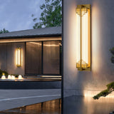 Traditional Chinese-Style Waterproof LED Outdoor Wall Sconce Lamp – Rectangular Stainless Steel Glass for Patio