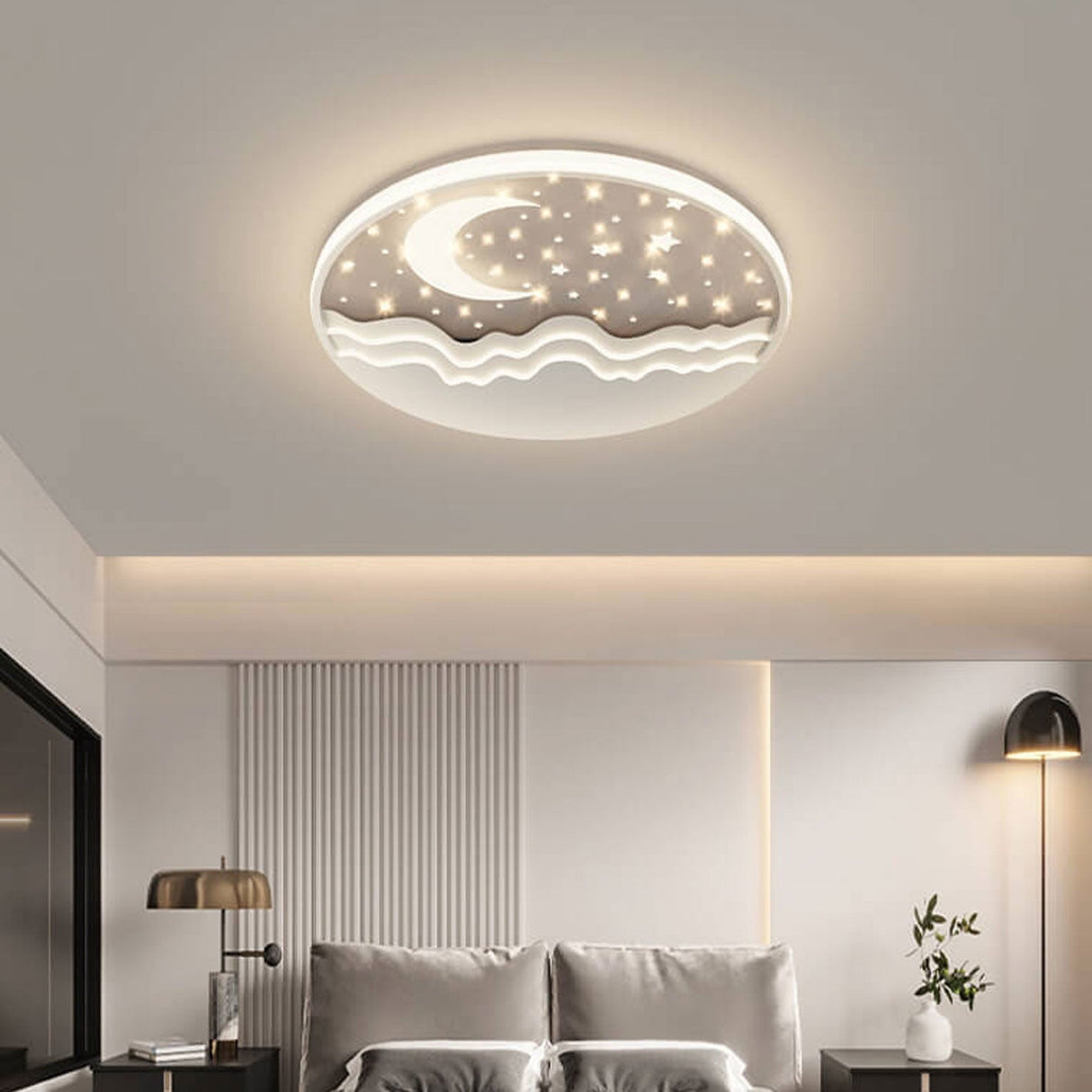 Nordic Modern Star Moon Round Aluminum LED Flush-Mount Ceiling Light