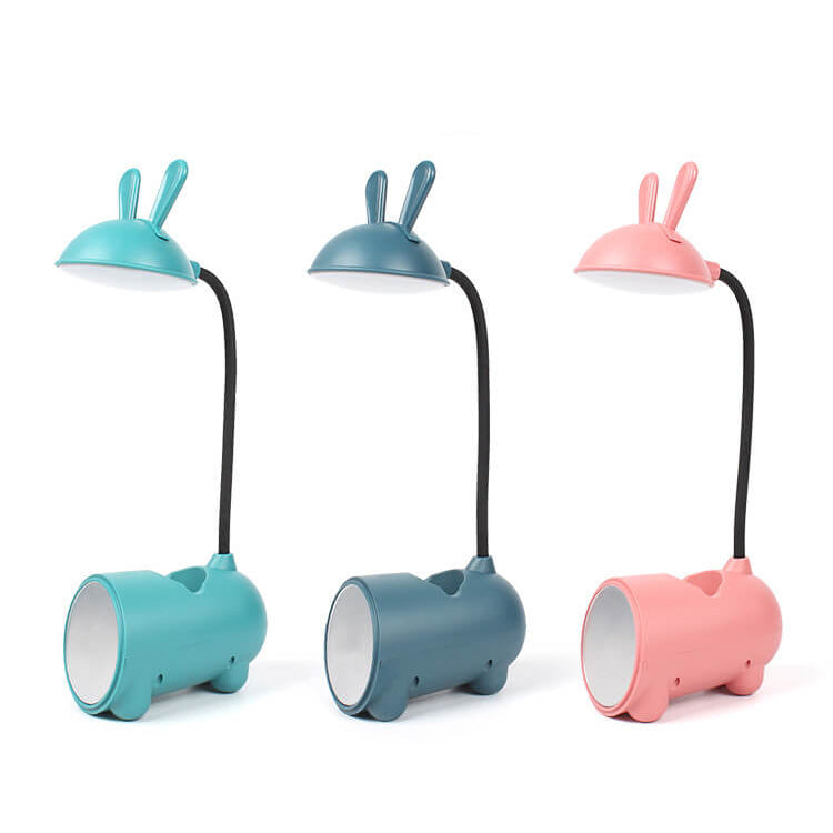 Cute Cartoon Rabbit LED Touch Desk Lamp with USB Pen Holder