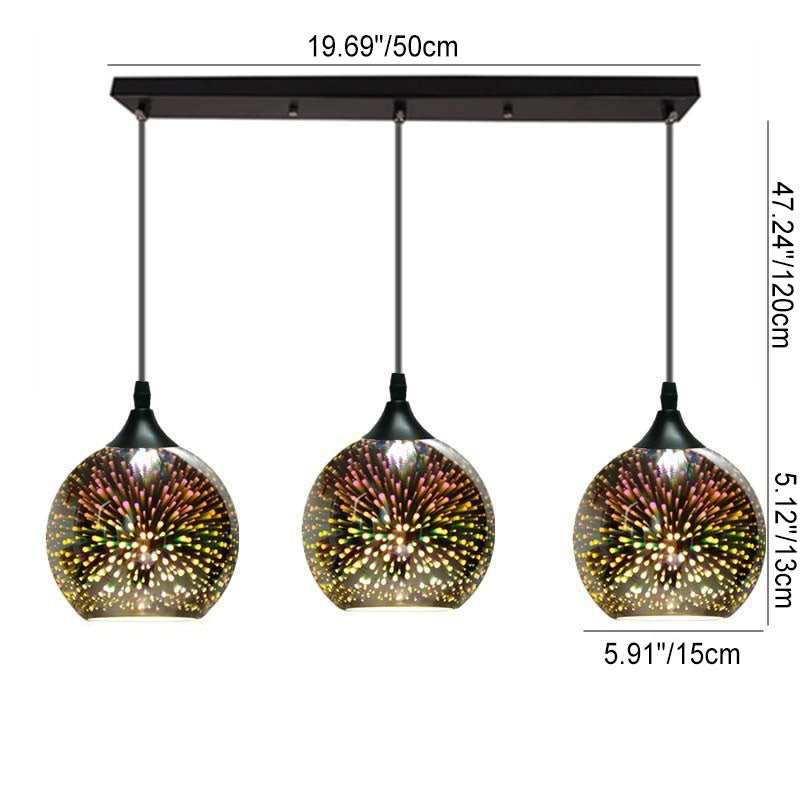 Modern Creative 3D Colorful Fireworks Glass Dome Island Light Chandelier - 2/3-Light