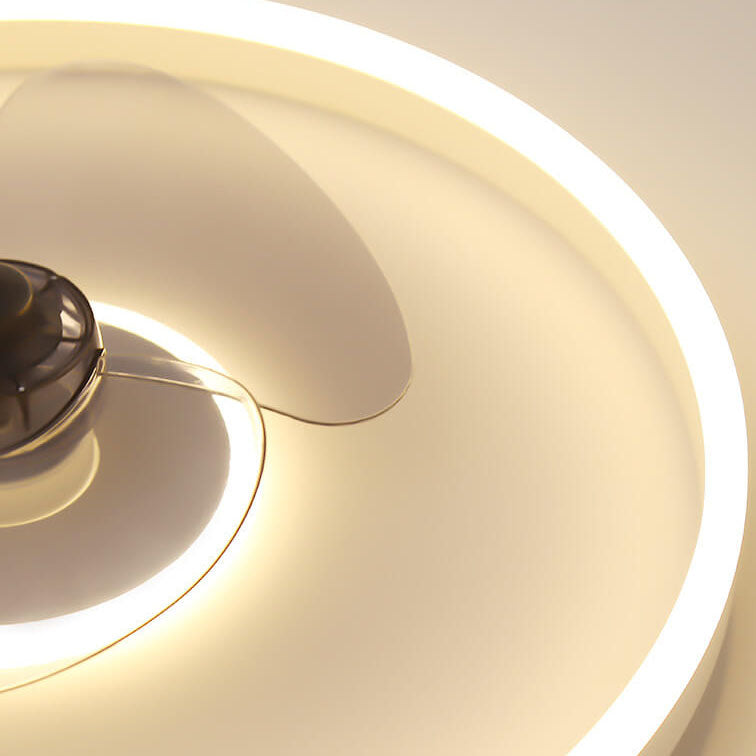 Nordic Minimalist Round Hidden-LED Flush-Mount Ceiling Fan Light