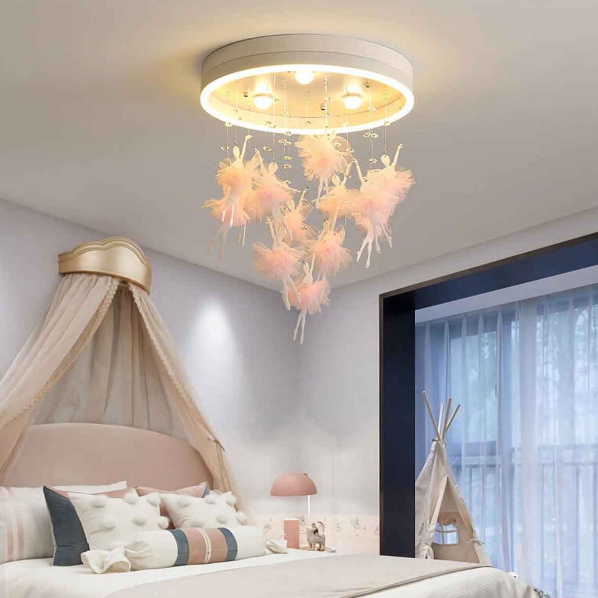 Modern Creative Cartoon Round Bird LED Flush Mount Ceiling Light - Hanging Pendant Style