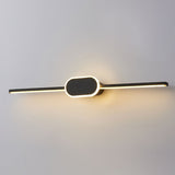 Sleek Modern Minimalist Long-Strip Oval-Base Vanity LED Wall Sconce Lamp