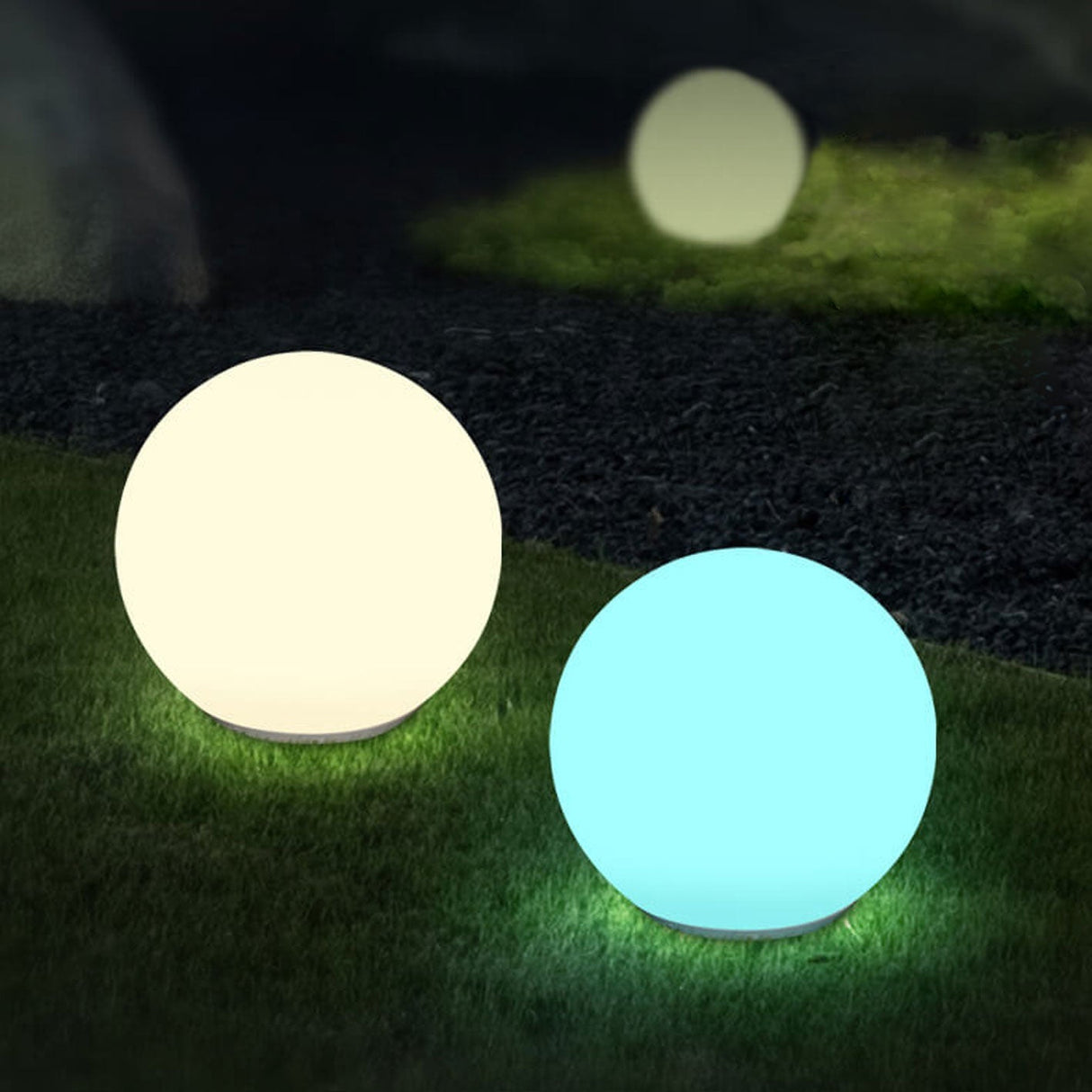 Solar-Powered Waterproof PE Sphere LED Outdoor Lawn Light - Decorative Garden Accent