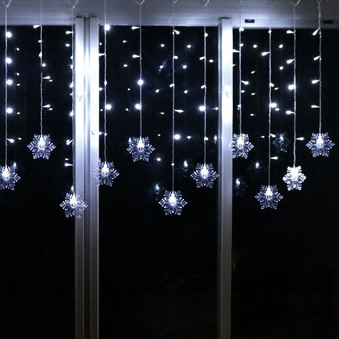 Snowflake LED String Lights with Remote Control – Blinking Ice-Blue Decorative Lighting