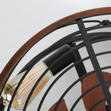 Nordic Industrial Wrought Iron Cylinder 4-Light Flush-Mount Ceiling Light with Hidden Fan