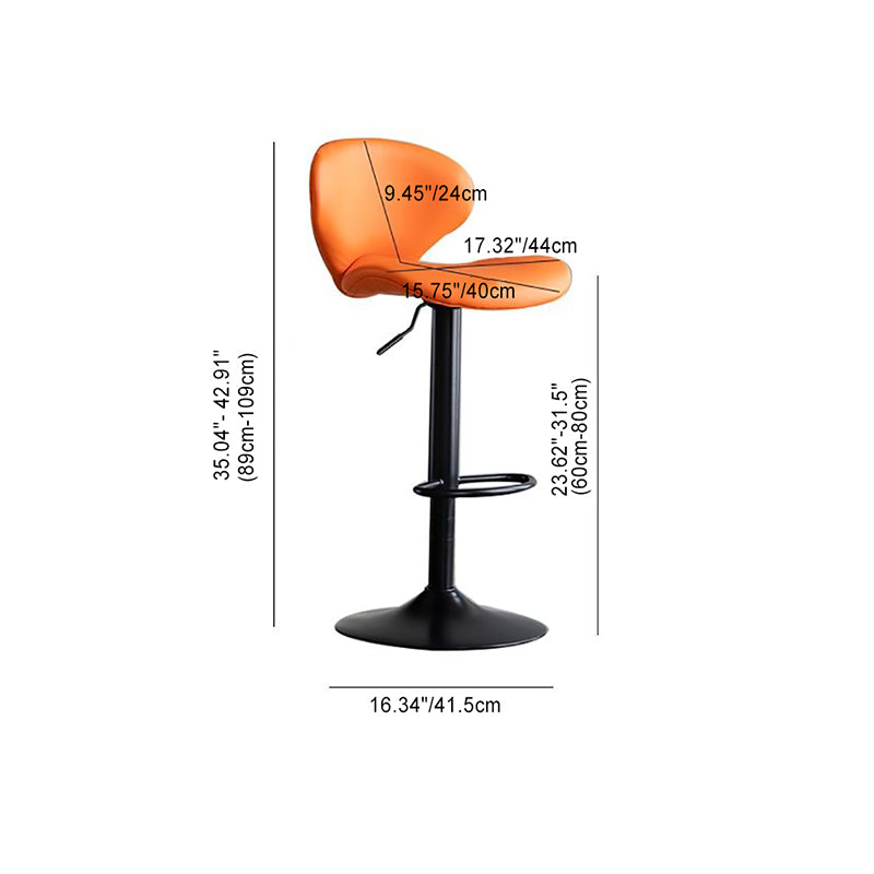 Contemporary Curved PU Leather Liftable Swivel Bar Stool with Backrest and Footrest for Dining Room