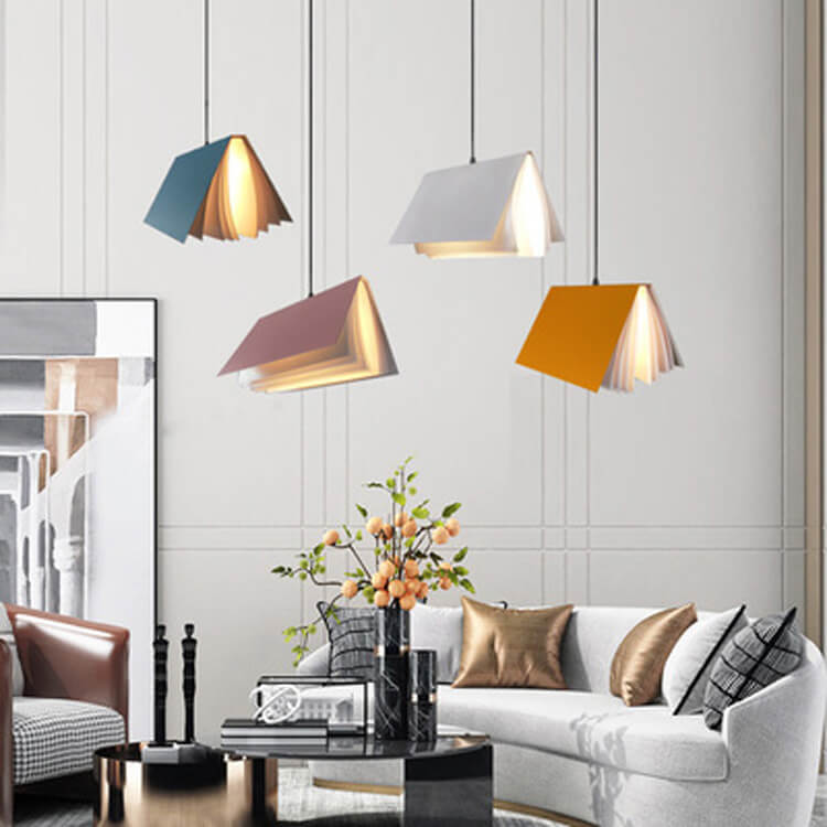 Flying Book Pendant Light – 1-Light with Metal and PVC Book Shade