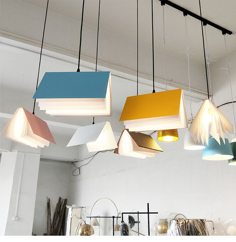 Flying Book Pendant Light – 1-Light with Metal and PVC Book Shade