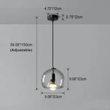 Sleek Smoke Gray 1-Light Hand-Blown Glass Dome Pendant Light