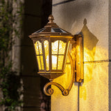 European-Style Solar Outdoor Lantern – Aluminum & Glass, Waterproof 1-Light Wall Sconce Lamp