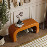 Modern Minimalist Long Rectangular Storage Bench with Lambswool PU Leather and Iron Frame – 1 Shelf, Ideal for Entryways