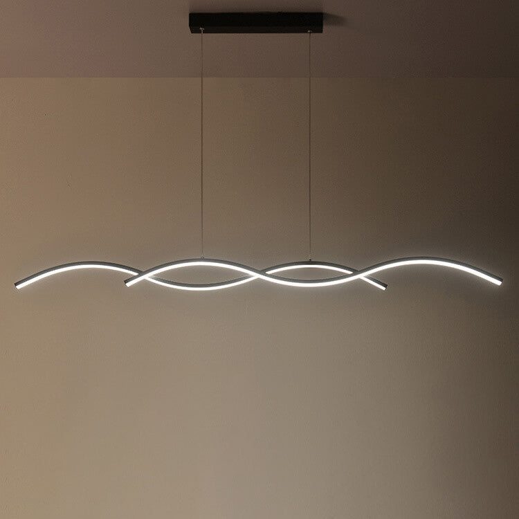 Nordic Minimalist Long-Strip Wave LED Island Light Chandelier – Sleek Modern Pendant Lighting