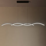 Nordic Minimalist Long-Strip Wave LED Island Light Chandelier – Sleek Modern Pendant Lighting