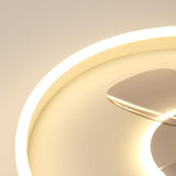 Nordic Minimalist Round Hidden-LED Flush-Mount Ceiling Fan Light