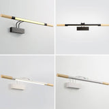 Nordic Solid Wood Vanity Light with Curved Arm — Long LED Wall Sconce